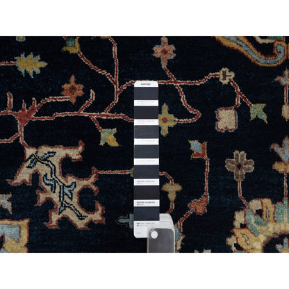 9'X12'1" Caviar Blue Antiqued Heris New Zealand Wool Hand Knotted Rug