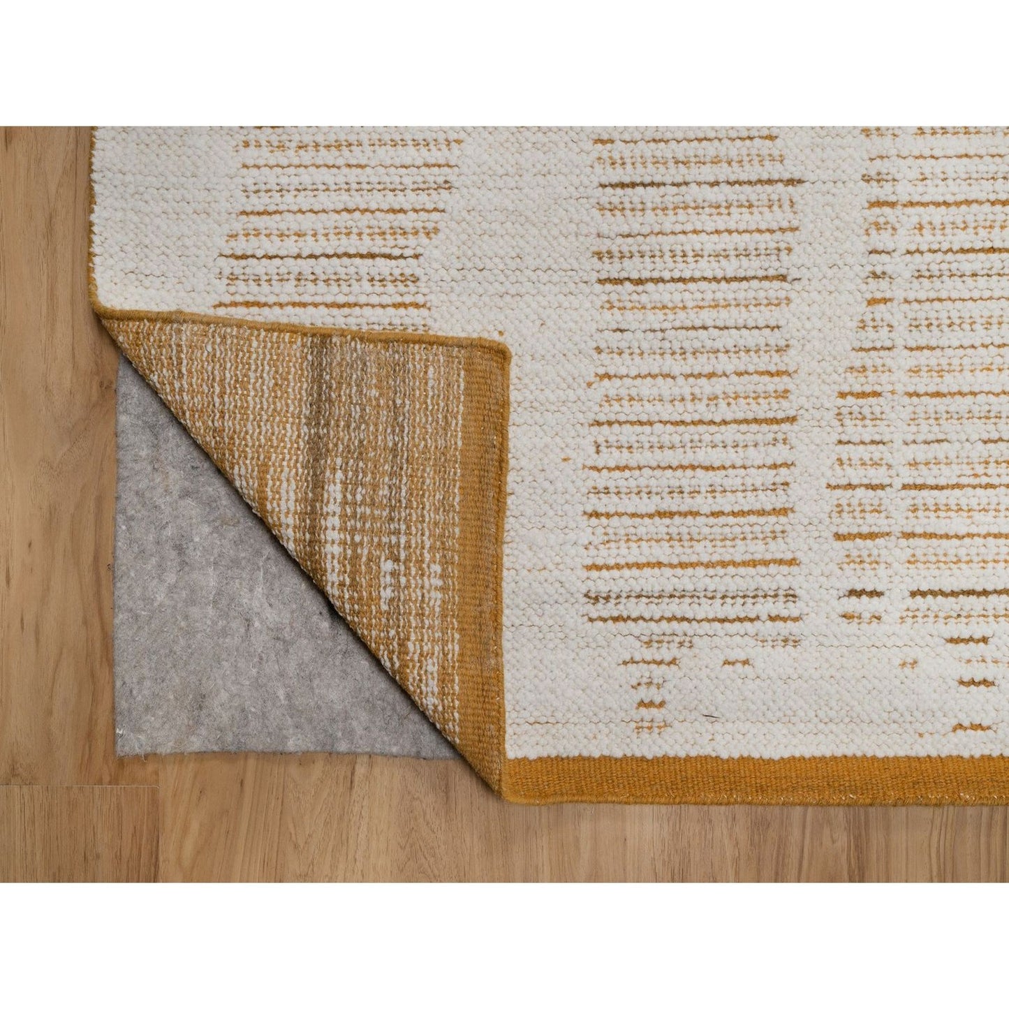 9'X12'1" Ivory Flat Weave With Pile Rug Natural Wool Hand Woven Oriental