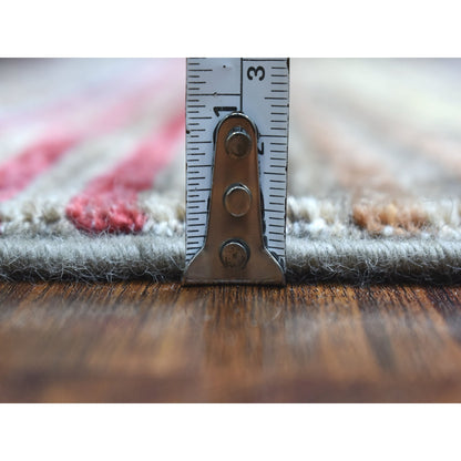 3'5"X4'10" Hand Knotted Pure Wool Colorful Super Kazak Khorjin Rug