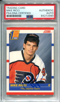 Mike Ricci Autographed 1990 Score Card (Psa)
