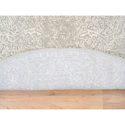 6'X6' Beige Wool And Silk Hand Loomed Fine Jacquard Round Rug