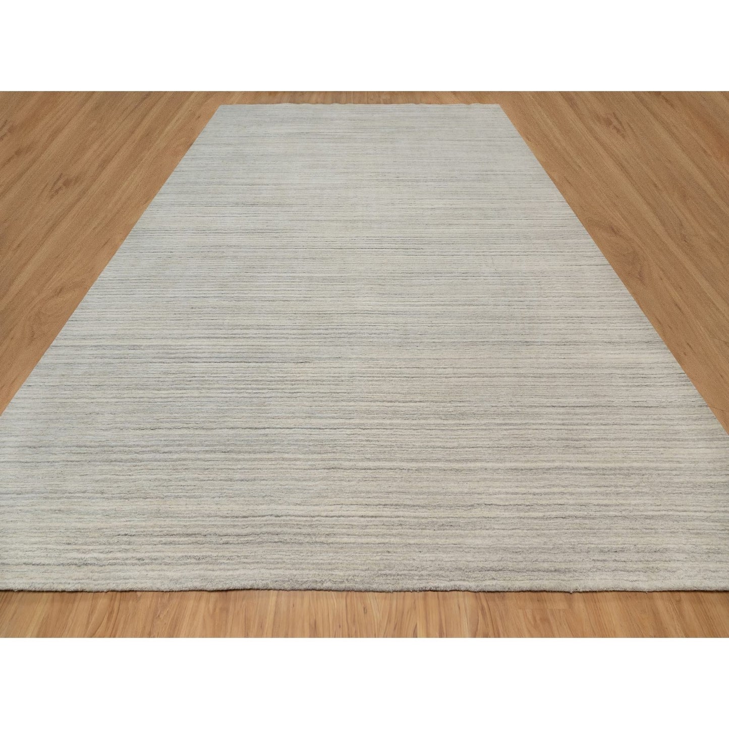 12'X14'9" Beige Plain Modern Design Hand Loomed Undyed Wool Oversized Rug