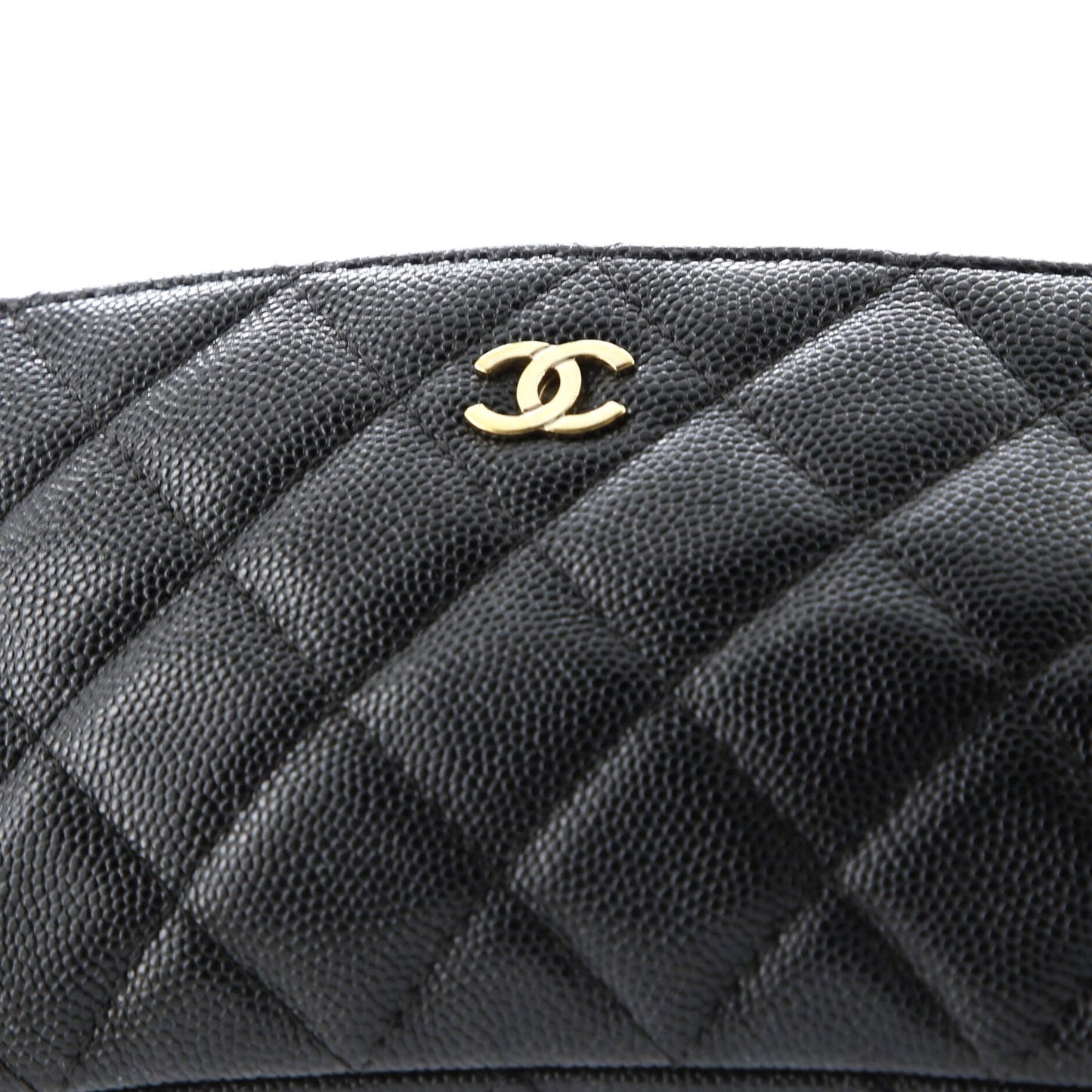 Chanel Double Zip Clutch With Chain Quilted Caviar
