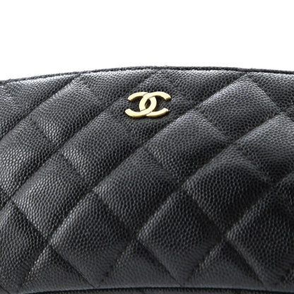 Chanel Double Zip Clutch With Chain Quilted Caviar