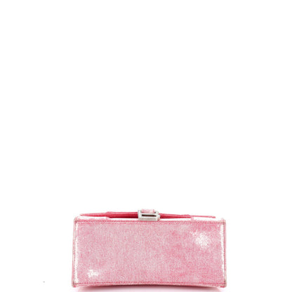 Balenciaga Hourglass Top Handle Bag Denim Printed Leather Small