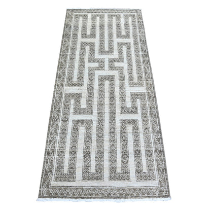 2'6"X5'8" Taupe Brown Fine Peshawar Hand Knotted Wool Oriental Rug