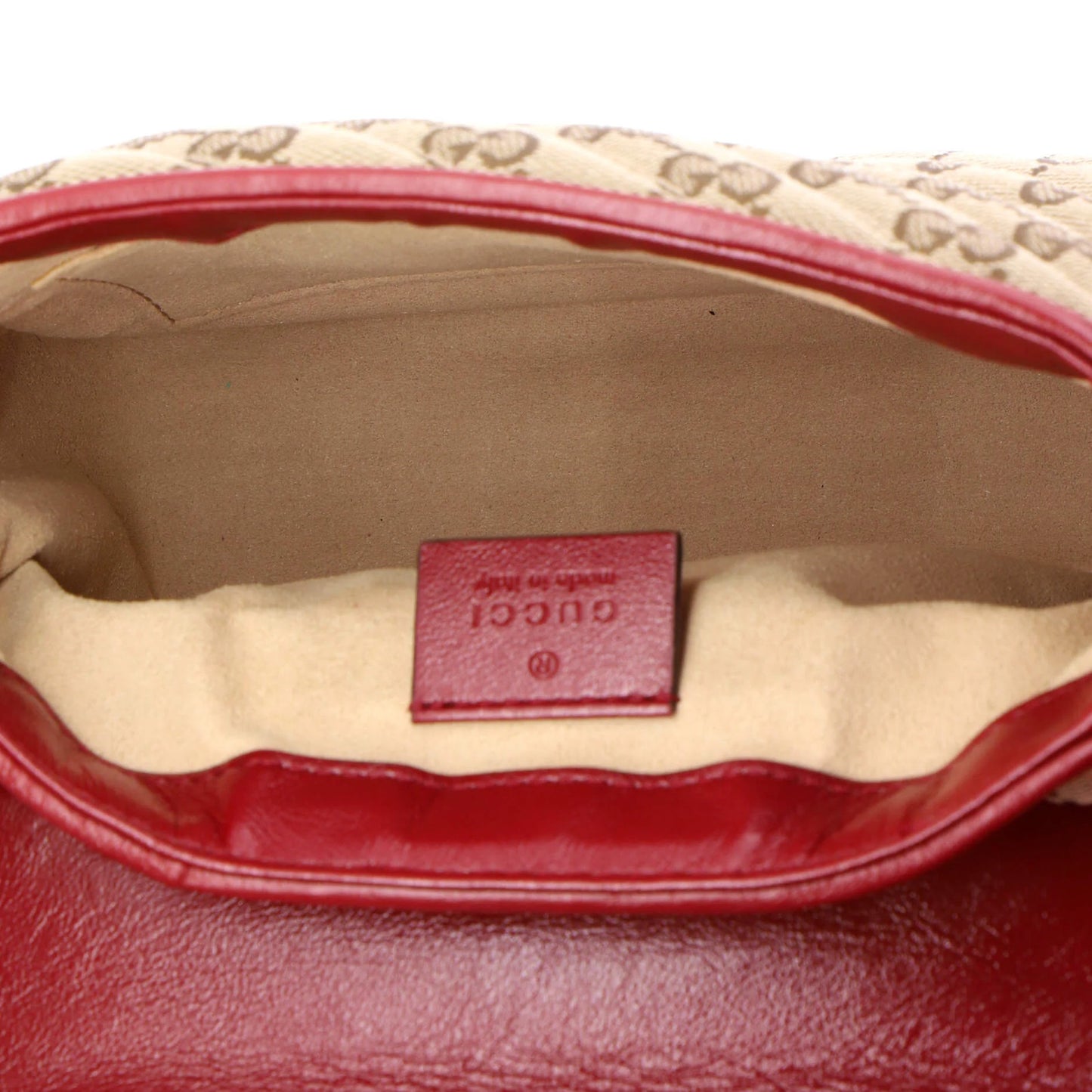 Gucci Gg Marmont Top Handle Flap Bag Diagonal Quilted Gg Canvas With Leather