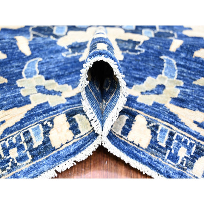 8'2"X9'8" Byzantine Blue Peshawar With Mahal Design Wool Hand Knotted Rug