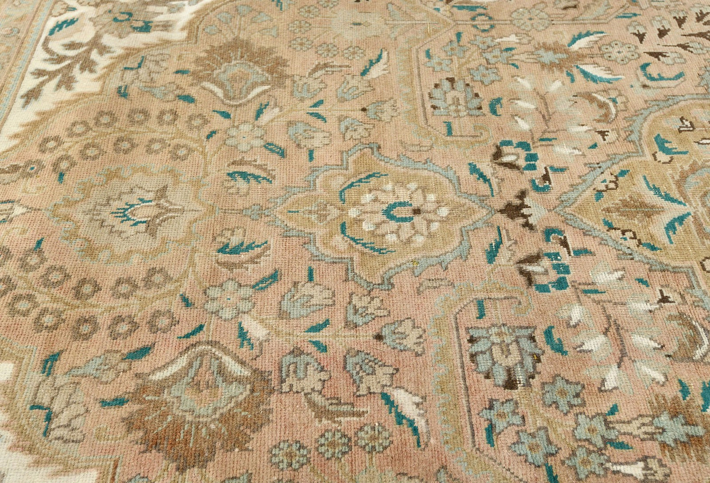 Antique 10X13 Distressed Vintage Oriental Rug Muted Floral Carpet Living Room