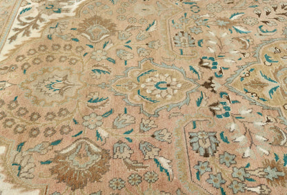 Antique 10X13 Distressed Vintage Oriental Rug Muted Floral Carpet Living Room