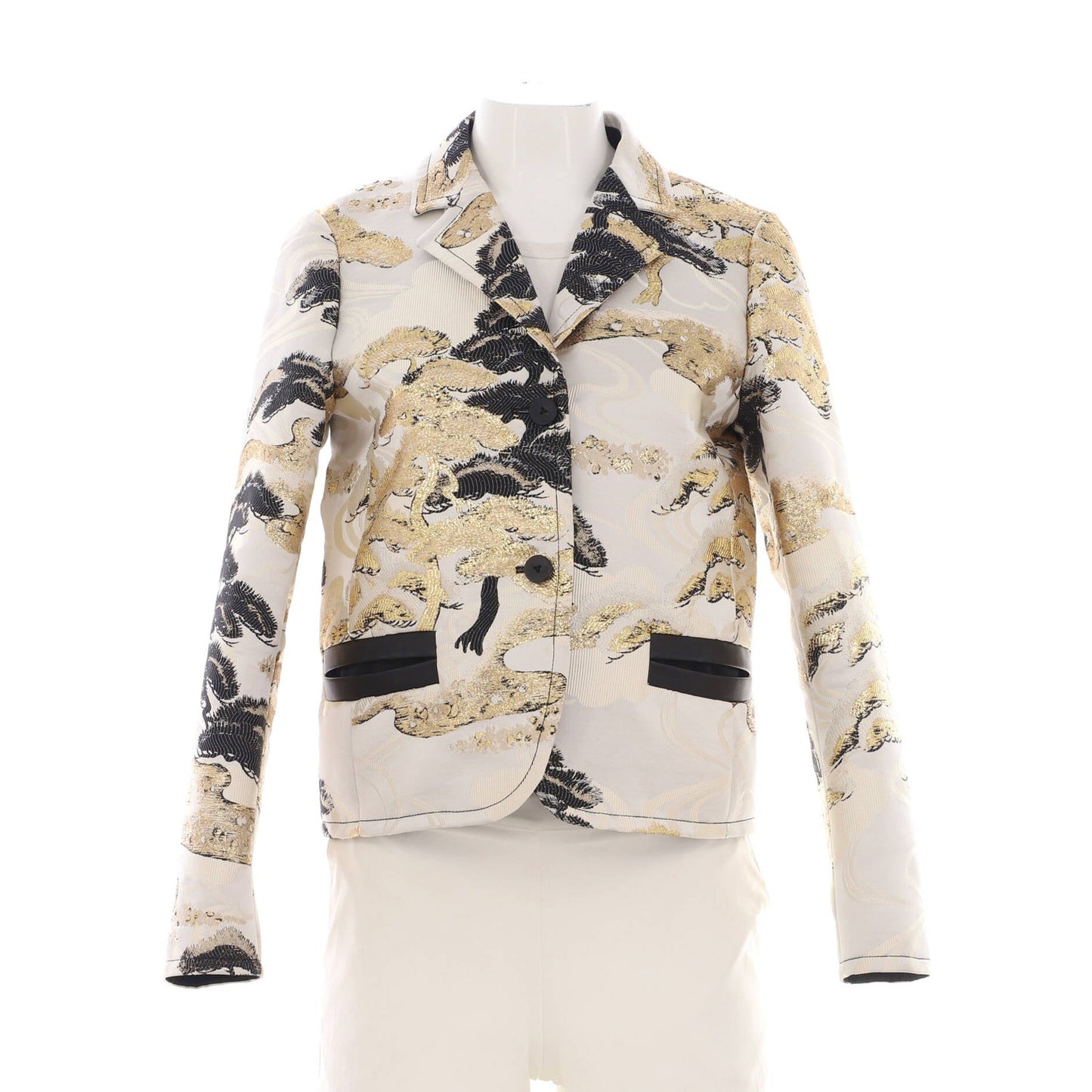 Louis Vuitton Women'S Tree Motif Single Breasted Blazer Polyester And Silk Blend