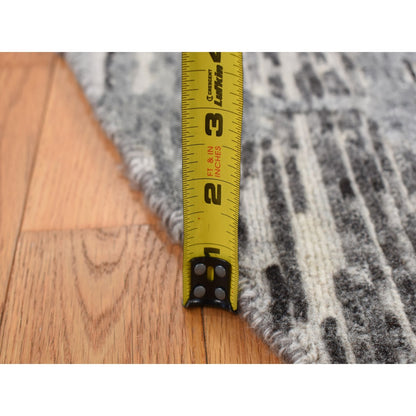 8'X8' Gray Hand Spun Undyed Natural Wool Modern Hand Knotted Round Rug