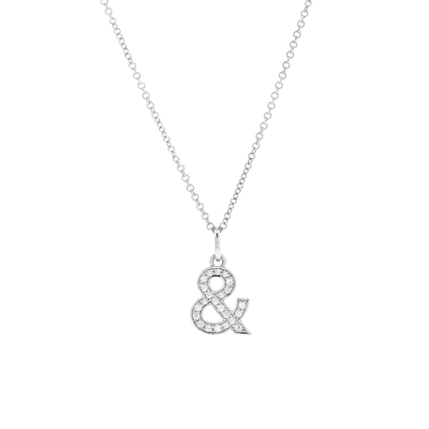 Tiffany & Co. Ampersand Pendant Necklace 18K White Gold With Diamonds