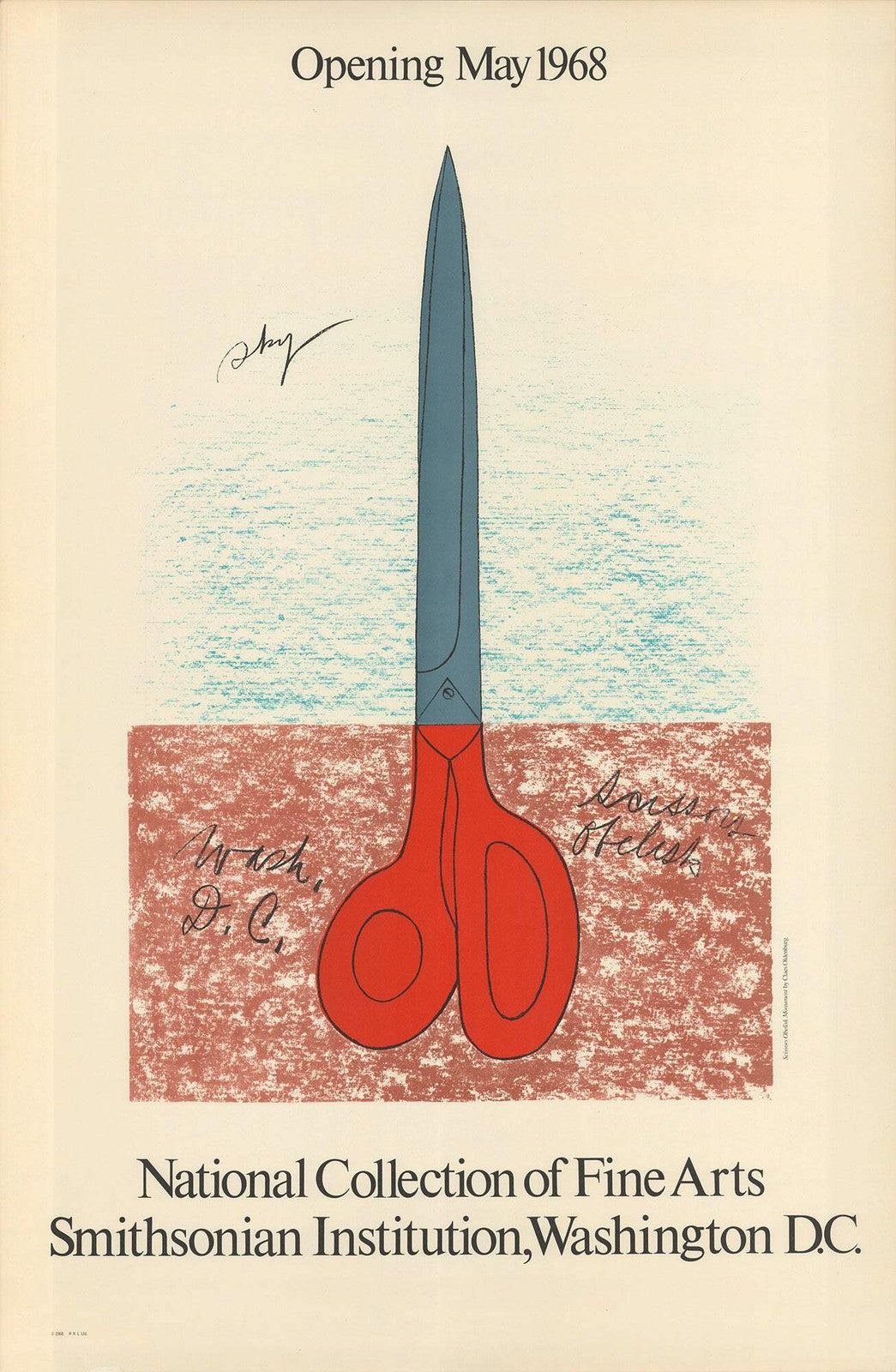 Claes Oldenburg Scissors As Monument " Lithograph Pop Art Red Brow