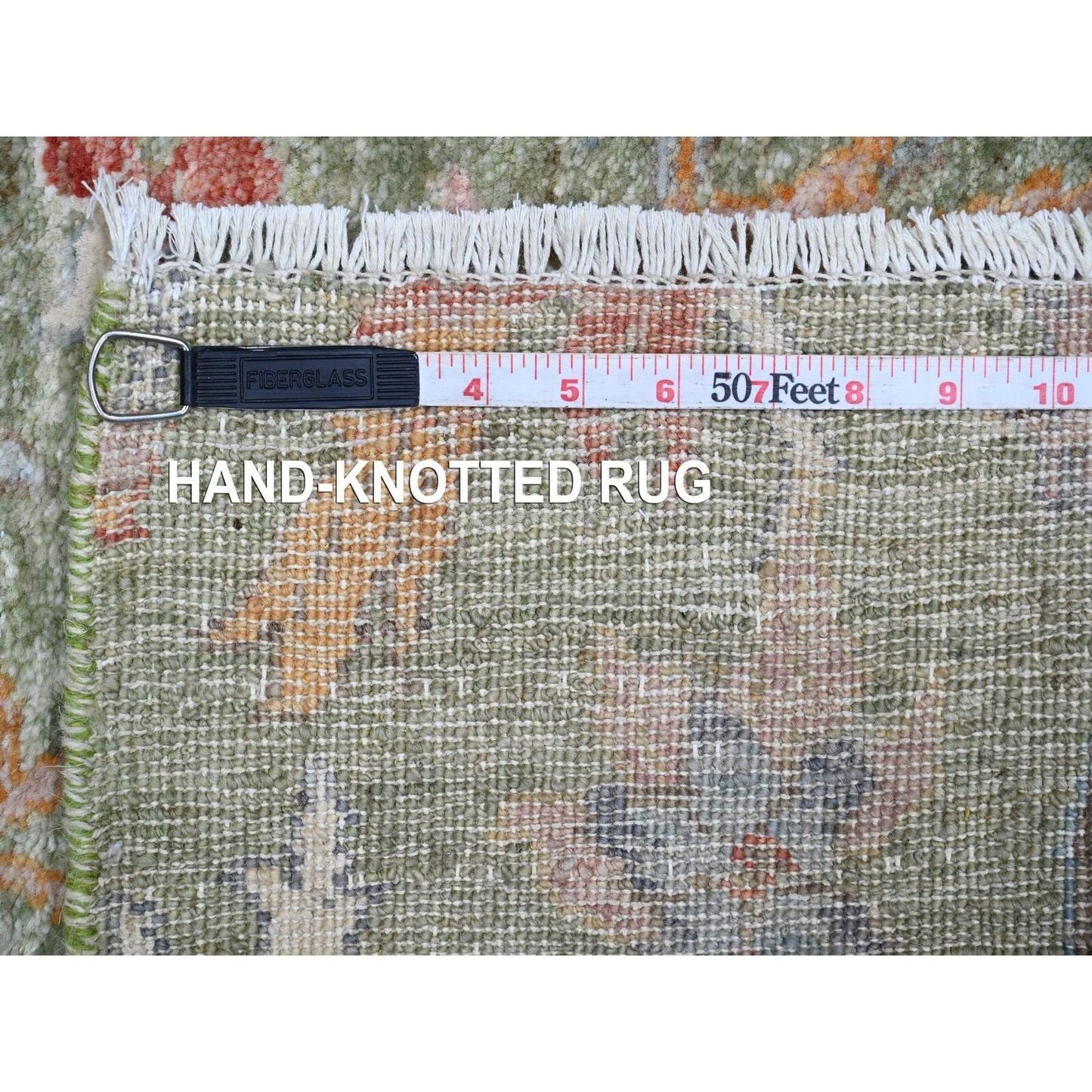 2'6"X24' Green Peshawar Birds Design Soft Wool Hand Knotted Runner Rug
