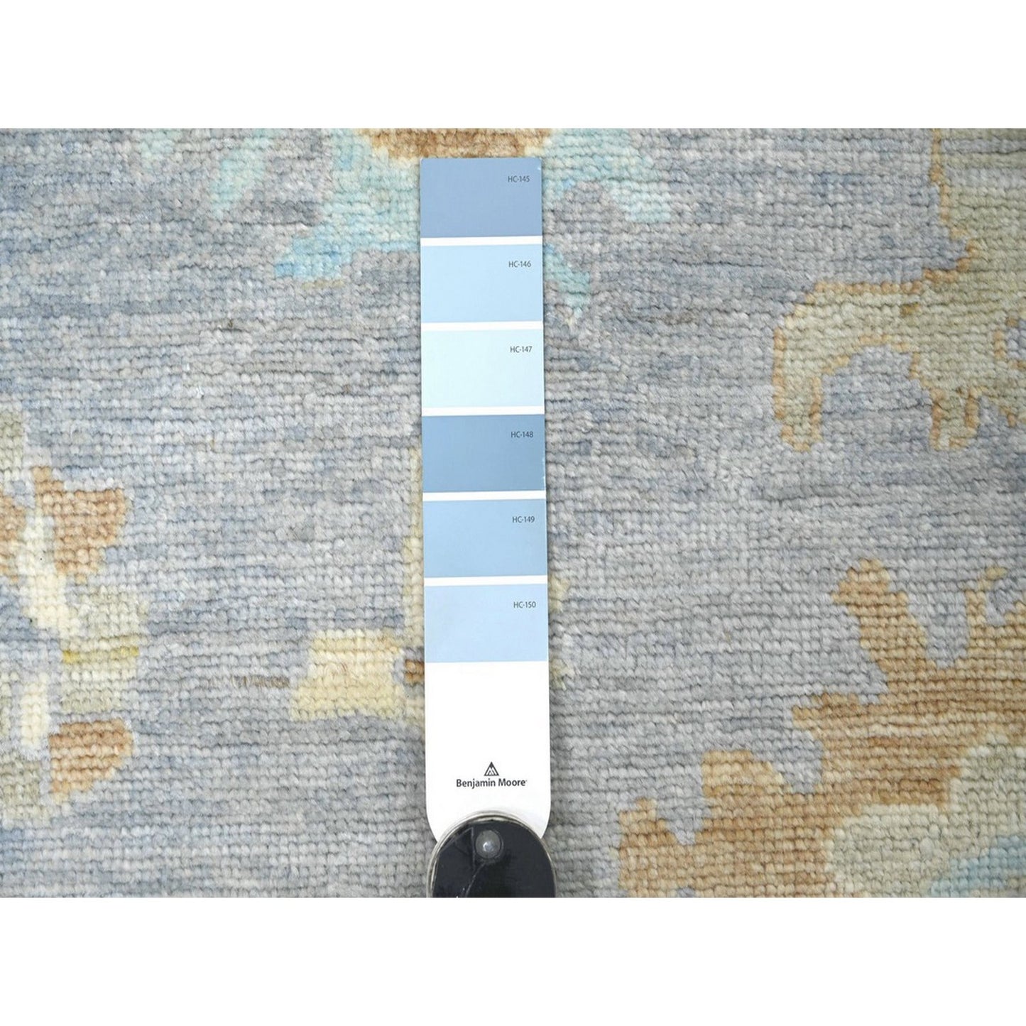 3'10"x6' Flint Gray Hand Knotted Afghan Angora Oushak Leaf Design Wool Rug
