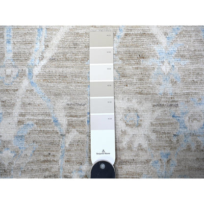 8'9"X12' Brown White Wash Peshawar Wool Hand Knotted Oriental Rug