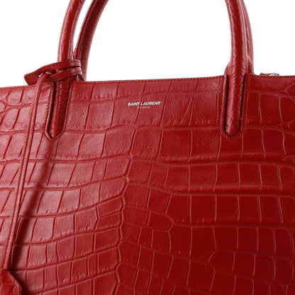 Saint Laurent Rive Gauche Cabas Crocodile Embossed Leather Medium