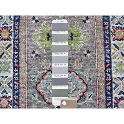 2'1"X5'10" Frost Gray Kazak Tribal Design Soft Wool Hand Knotted Runner Rug