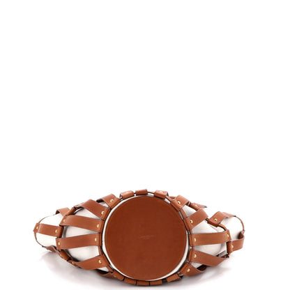 Saint Laurent Beatrix Panier Cut Out Tote Canvas With Leather