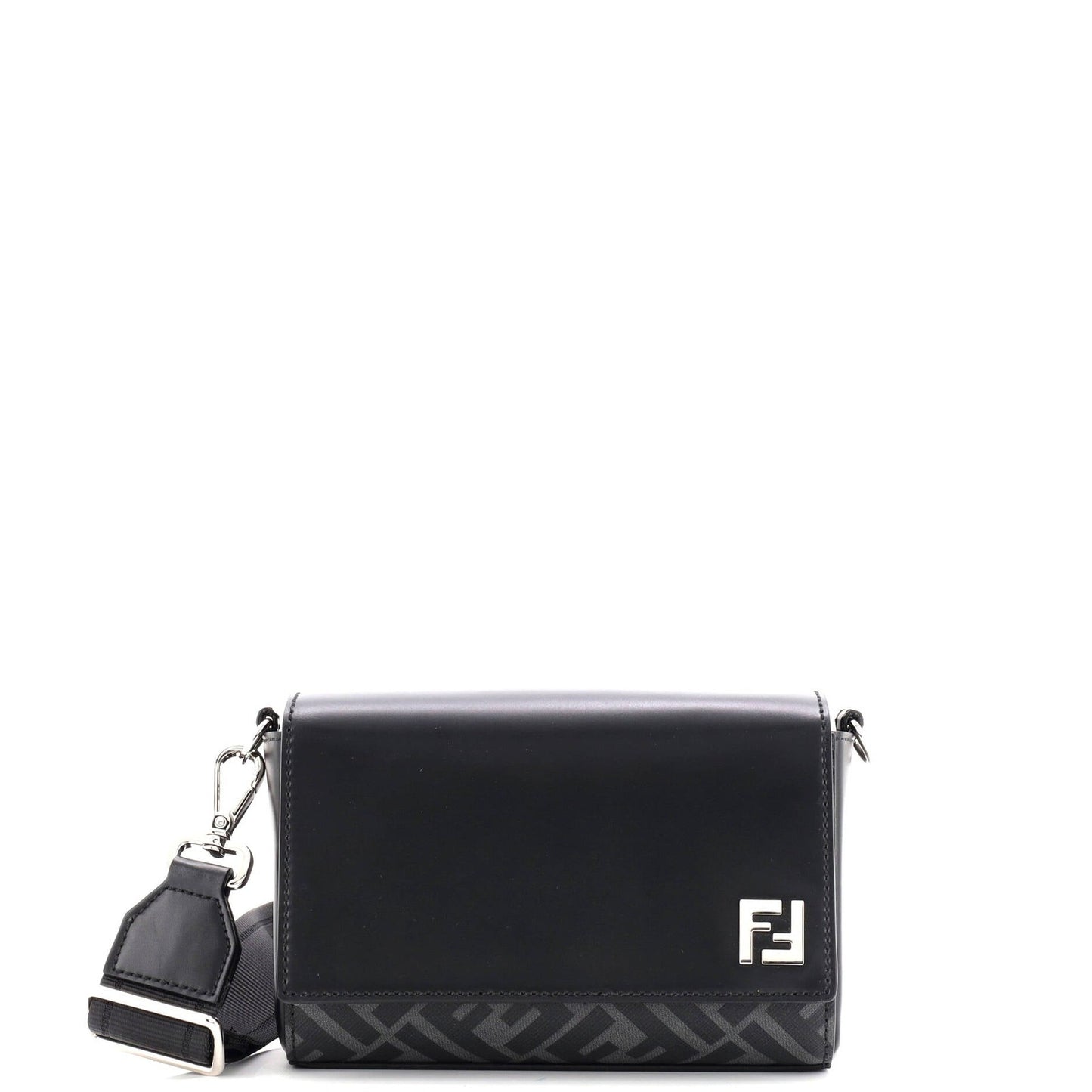 Fendi Ff Squared Compact Bag Zucca Coated Canvas And Leather
