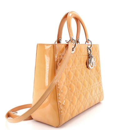 Christian Dior Lady Dior Bag Cannage Quilt Patent Large