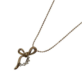 Ribbon Motif Diamond Necklace K18Pg