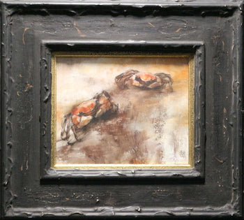Cai Guohua ( China 1964) Signed Original Painting Oil On Canvas Framed Crab