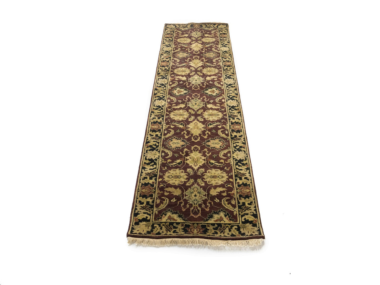27X10 Handmade Wool Oriental Runner Rug Agra Jaipur Floral Hallway Carpet