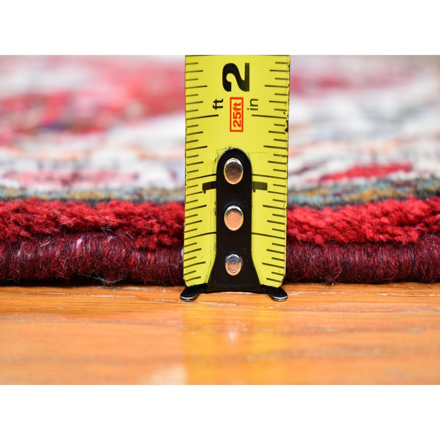 3'6"X5'3" Red New Farsian Amadan Small Flowers Medallion Hand Knotted Rug