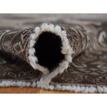 6'3"X9'10" Gray Vintage Afghan Balooch Hand Knotted Pure Wool Rug