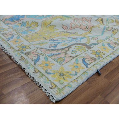 10'4"X14' Snow Ivory Bidjar Garhus Design Hand Knotted Natural Wool Rug