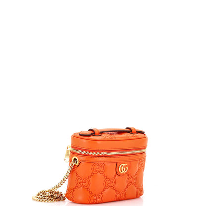 Gucci Top Handle Vanity Chain Bag Gg Matelasse Leather Mini