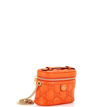 Gucci Top Handle Vanity Chain Bag Gg Matelasse Leather Mini