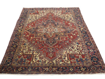 8X11 Ft Handmade Vintage Oriental Rug Red Floral