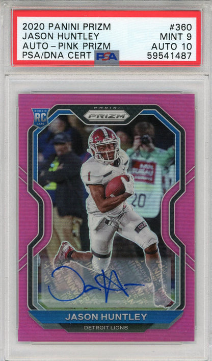 Jason Huntley Autographed 2020 Panini Prizm Pink Prizm Rookie Card #360 (Psa Min