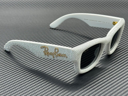 RAY BAN RB4940BP 686687 White Strass Grey Wayfarer Puffer Unisex 47 mm Sunglasse