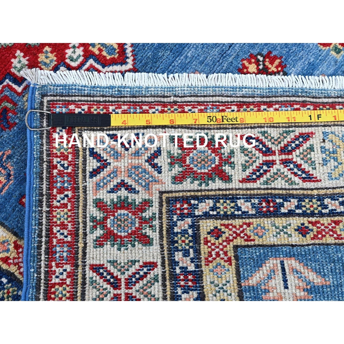 2'10"X16' Blue Kazak With Medallions Design Wool Hand Knotted Runner Rug