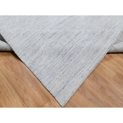 12'X12' Misty Gray Modern Striae Design Soft Wool Hand Loomed Square Rug