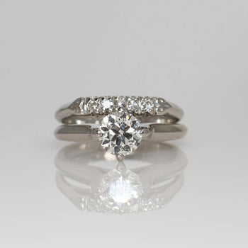 Platinum Diamond Ring Set .75Ct Center Diamond,