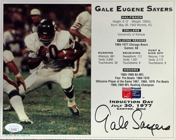 Gale Sayers Autographed 8X10 Photo Card (Jsa)