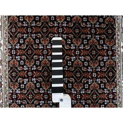 2'5"X20' Black Herati Wool And Silk 175 Kpsi Hand Knotted Xl Runner Rug