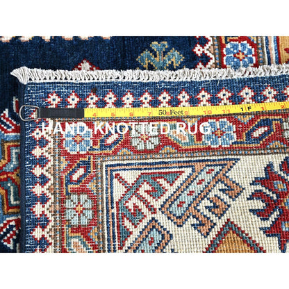 5'6"X9'3" Navy Afghan Special Kazak Tribal Design Hand Knotted All Wool Rug