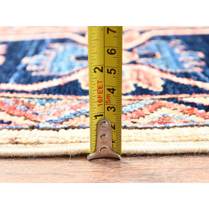 Knotted 4'10"x7'6" Ivory Pure Wool Rug Northwest Zoroastrian Design Hand