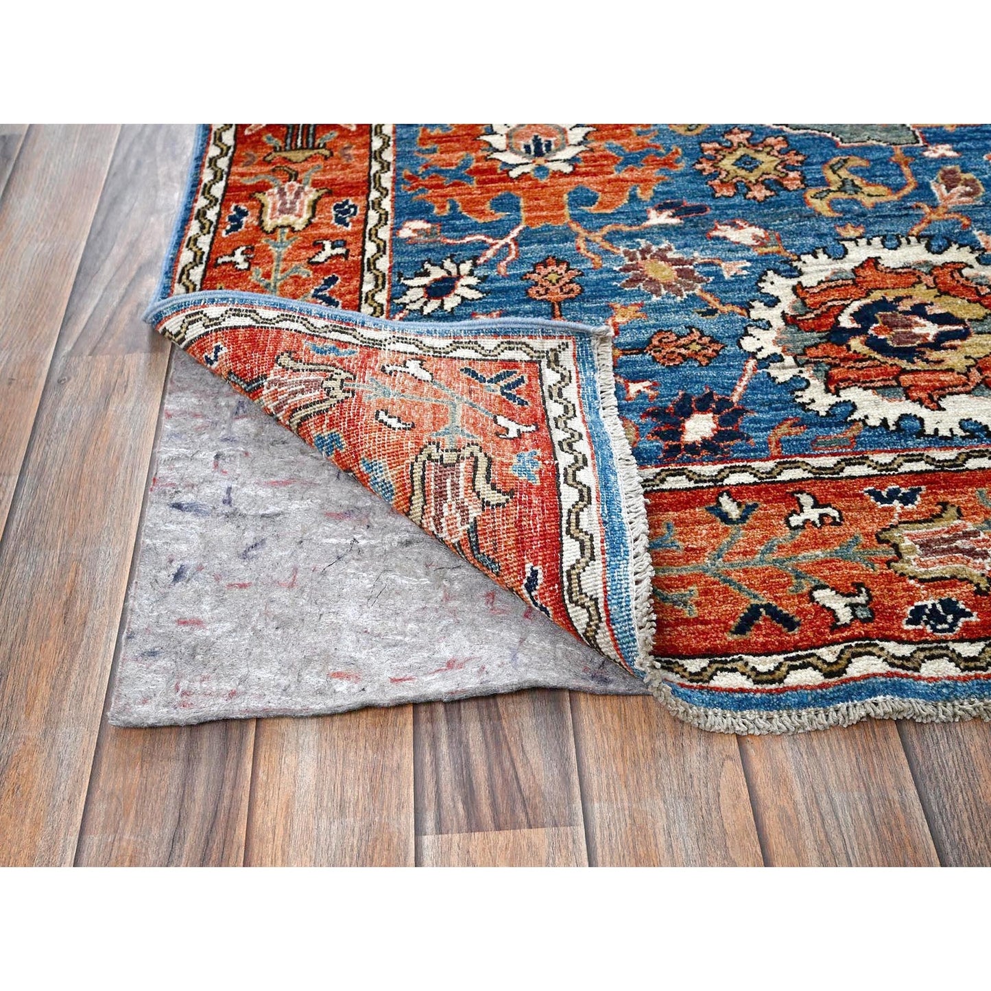 6'2"X9' Blue Aryana Grade All Over Design Pure Wool Hand Knotted Rug