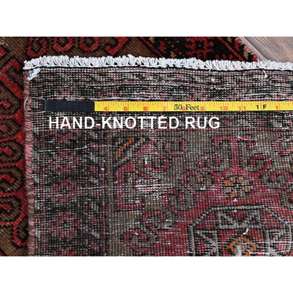 1'8"X7'5" Red Vintage Northwest Zoroastrian Hand Knotted Wool Runner Rug