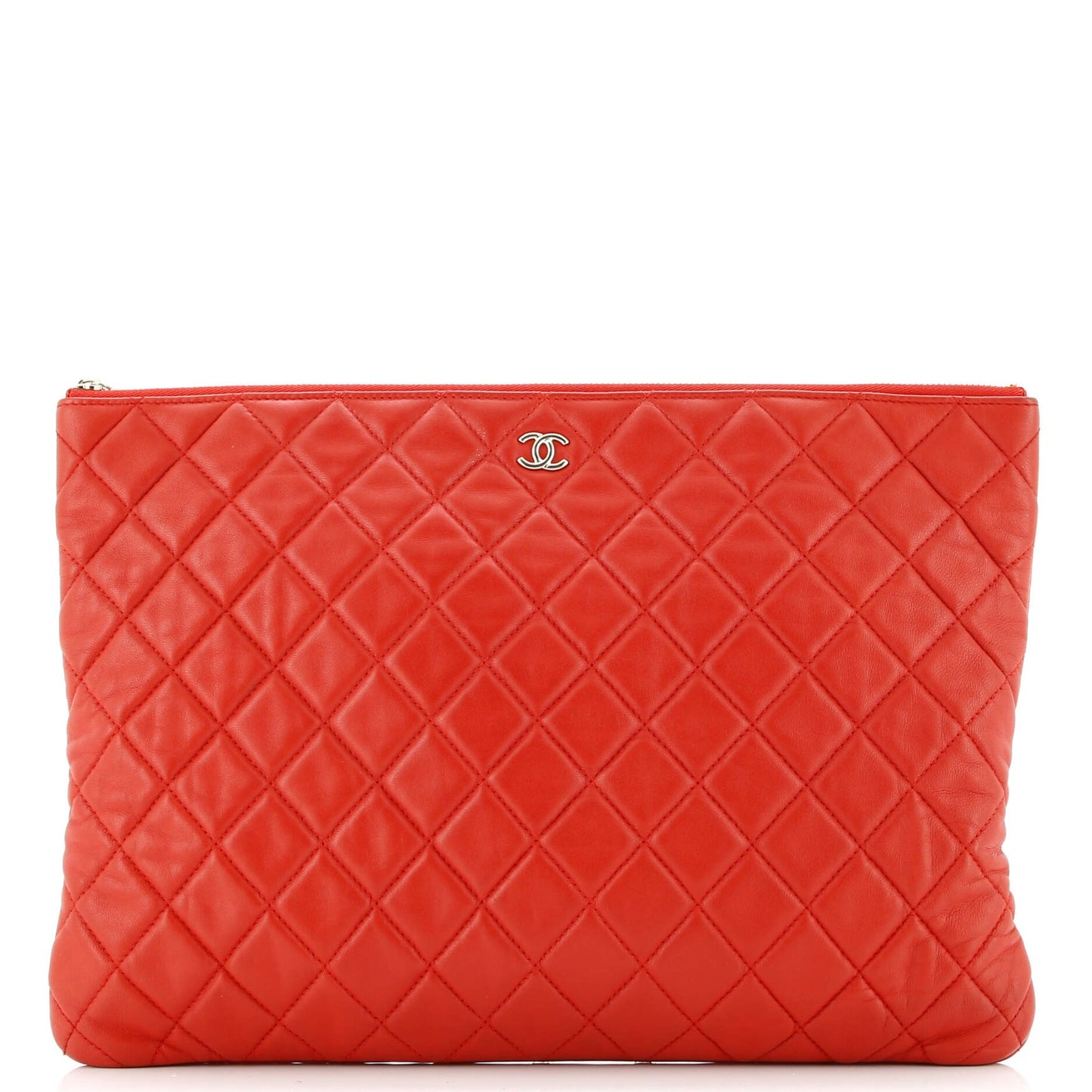 Chanel O Case Clutch Quilted Lambskin Large