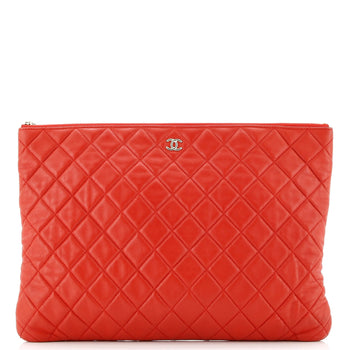 Chanel O Case Clutch Quilted Lambskin Large