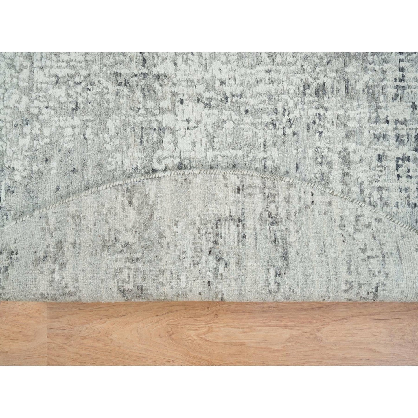 6'1"X6'1" Light Gray Modern Design Hand Knotted Round Oriental Rug