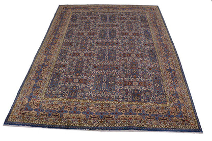 Vintage Blue Wool Oriental Rug Allover Floral
